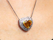 Vintage Yellow Sapphire and Diamond Heart Pendant being worn