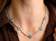 Antique Zircon and Diamond Chain Necklace wearing