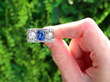 Antique Rectangular Sapphire and Diamond Ring outside