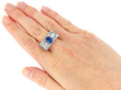 Antique Rectangular Sapphire and Diamond Ring wearing