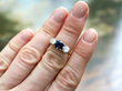 Sapphire and Diamond Trilogy Ring Yellow Gold on finger