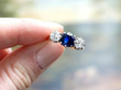 Sapphire and Diamond Trilogy Ring in Yellow Gold