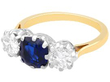 Sapphire Diamond Trilogy Ring Yellow Gold