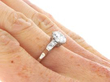 Vintage 1.2ct Diamond Solitaire with Diamond Shoulders on hand