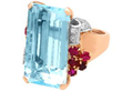 Vintage Aquamarine Ruby Ring in Rose Gold