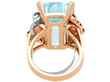 Vintage Aquamarine and Ruby Ring in Rose Gold back