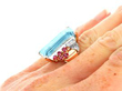 Vintage Aquamarine and Ruby Ring in Rose Gold on hand