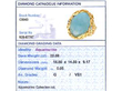 Naturalistic Cabochon Aquamarine Ring in Yellow Gold grading card