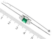 18ct White Gold Emerald Bar Brooch size