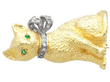 Vintage Gold Cat Brooch with Diamond Bow side