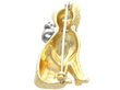 Vintage Gold Cat Brooch with Diamond Bow reverse
