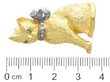 Vintage Gold Cat Brooch with Diamond Bow size