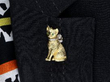 Gold Cat Brooch with Diamond Bow wearing