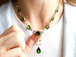 Victorian Tourmaline and Pearl Necklace being worn
