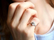 Art Deco Two Stone Diamond Ring with Baguette Shoulders wearing