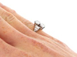 Art Deco Two Stone Diamond Ring with Baguette Shoulders on hand