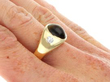 Mens Gold Tigers Eye and Diamond Ring on hand