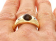 Mens Gold Tigers Eye and Diamond Ring being worn