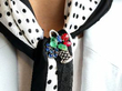 Antique Gemstone Tutti Frutti Basket Brooch being worn