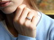 Trilogy Engagement Ring Platinum wearing