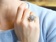 White Gold and Diamond Cocktail Ring being worn
