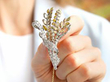 Yellow Diamond Spray Brooch in palladium