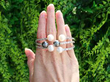 Large Pearl and Diamond Bangle in White Gold outside