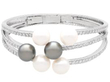 Large Pearl Diamond Bangle in White Gold
