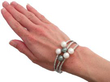 Large Pearl and Diamond Bangle in White Gold being worn