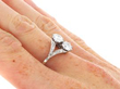 Platinum Antique Two Stone Ring on hand