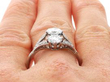 Platinum Antique Two Stone Ring on finger