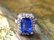 Step Cut Ceylon Sapphire Diamond Ring