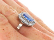 Step Cut Ceylon Sapphire and Diamond Ring on hand
