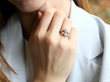Diamond Crossover Cluster Ring in Platinum wearing