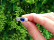 Vintage Half Bezel Sapphire and Diamond Ring outside