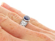 Vintage Half Bezel Sapphire and Diamond Ring on hand