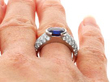 Half Bezel Sapphire and Diamond Ring on finger