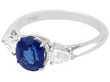 Platinum Sapphire Ring with Side Diamonds