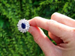 Mid-20th Century Sapphire and Diamond Cocktail Ring outside