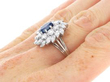 Mid-20th Century Sapphire and Diamond Cocktail Ring being worn