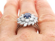 Sapphire and Diamond Cocktail Ring on finger