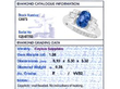 Oval Sapphire Ring with Baguette Diamonds grading card