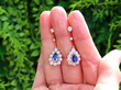 Pear Sapphire Drop Earrings in Yellow Gold outside