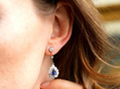 wearing Pear Sapphire Drop Earring in Yellow Gold