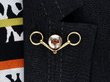 Victorian Crystal Fox Brooch in Gold being worn