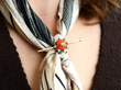 wearing Antique Coral Brooch
