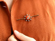 Antique Coral Brooch in gold wearing