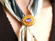 Victorian Gold Paste Brooch being worn