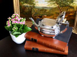 silver teapot open