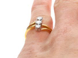 Art Nouveau Style Three Stone Ring on finger